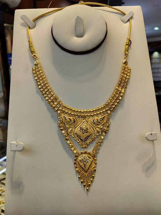 Traditional Gold Necklace – Double Pendant Bridal Design